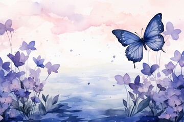 Vibrant delicate watercolor floral background - multicolor blooms for creative design projects
