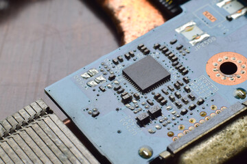 Chip, electronic equipment on the motherboard Electronic illustration background