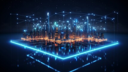 Futuristic Cityscape With Lines and Lights