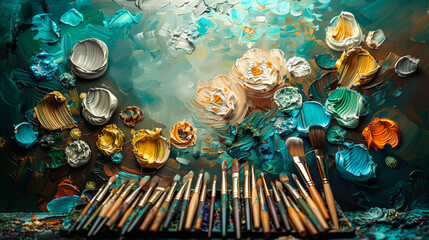Artist Tools: A Palette and Brushes Ready for Creation