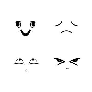 Face Expression Emoticon Doodle Art. Clipart illustration vector image.