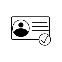 Black color id card icon isolate on white background