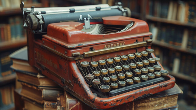 Nostalgic Writing: Vintage Typewriter and Books