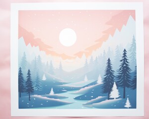 Northern lights in paper cut minimalist pine forest aurora colors paper cut paper art minimal cute