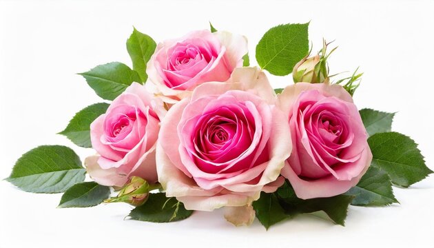 pink rose flowers in a floral arrangement isolated on white or transparent background