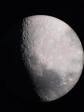 Close up photo of the Mooon with some craters.