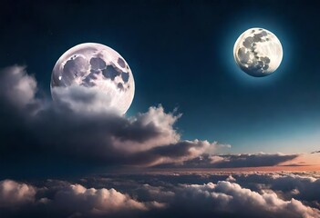 Naklejka na ściany i meble moon over the clouds