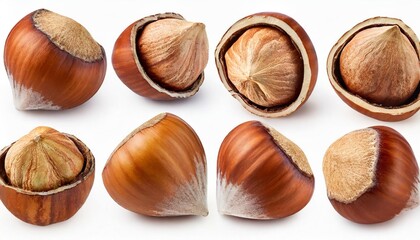 hazelnut collection hazelnut set isolated on white background top view hazel with clipping path full depth of field