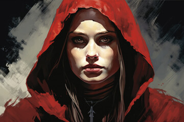 Illustration of Mary portrait in graphic novel style