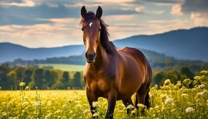 horse in the field hd 8k wallpaper stock photographic image