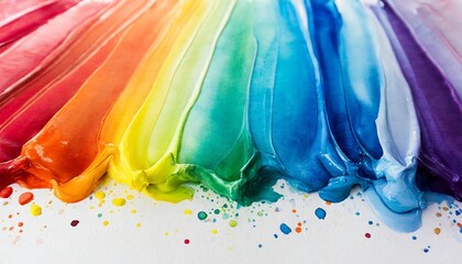 rainbow watercolor frame background on white pure vibrant watercolor colors creative paint gradients fluids splashes and stains creative design background