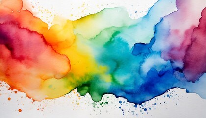 rainbow watercolor frame background on white pure vibrant watercolor colors creative paint gradients fluids splashes and stains creative design background - obrazy, fototapety, plakaty