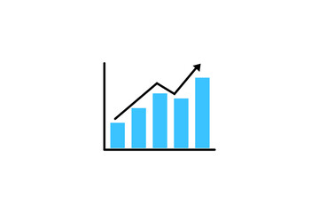 Graph chart growth icon with chart rising arrow isolated on white background