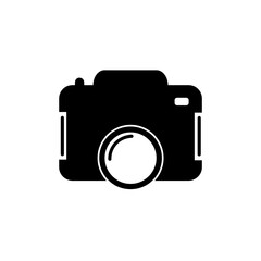Black color camera icon isolate on white background.