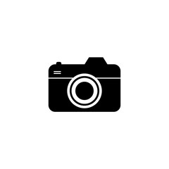 Black color camera icon isolate on white background.