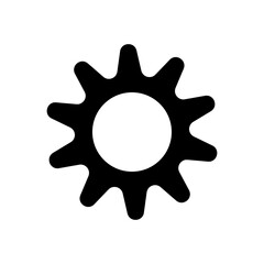 Black color gear icon isolate on white background.