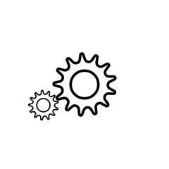 Black color gear icon isolate on white background.