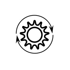 Black color gear icon isolate on white background.