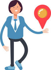 Businesswoman Character Holding Map Pin
