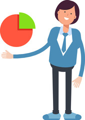 Businesswoman Character Holding Pie Chart
