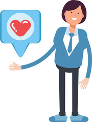 Businesswoman Character and Heart Message
