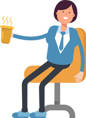 Businesswoman Character Drinking Coffee
