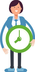 Businesswoman Character Holding Clock
