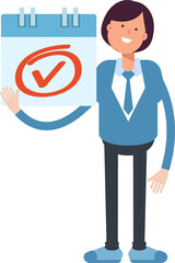 Businesswoman Character and Check Mark Sign
