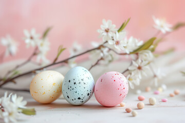 Obraz na płótnie Canvas Spring joy: Flowers and Easter Eggs