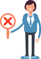 Businesswoman Character Showing Wrong Mark
