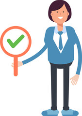 Businesswoman Character Showing Check Mark
