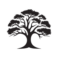 Tree icon isolated black on white background. Vector Illustration.