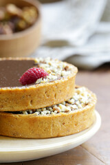 mini cake with fresh berries for dessert