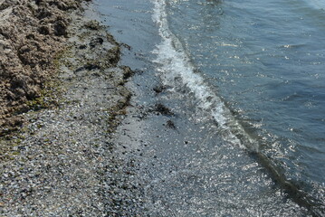 Deep blue with a transparent bottom, beautiful surface of the black sea.