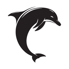 Graceful Ocean: Vector Dolphin Silhouette - Capturing the Elegance and Fluidity of Dolphins in Striking Form. Dolphin Illustration, Dolphin Vector.