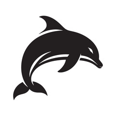 Graceful Ocean: Vector Dolphin Silhouette - Capturing the Elegance and Fluidity of Dolphins in Striking Form. Dolphin Illustration, Dolphin Vector.