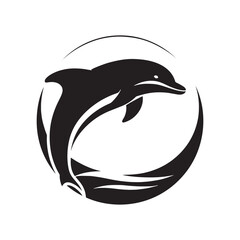 Graceful Ocean: Vector Dolphin Silhouette - Capturing the Elegance and Fluidity of Dolphins in Striking Form. Dolphin Illustration, Dolphin Vector.