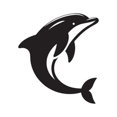 Graceful Ocean: Vector Dolphin Silhouette - Capturing the Elegance and Fluidity of Dolphins in Striking Form. Dolphin Illustration, Dolphin Vector. © Wolfe 