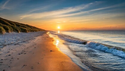 sunrise on the baltic sea rosenfelder strand schleswig holstein northern germany - obrazy, fototapety, plakaty