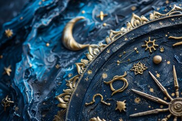 Blue and Gold Clock Close Up