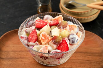 Salad Buah or Fruit Salad with Yoghurt Mayonnaise Dressing