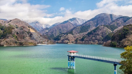 lake in the japanese mountains