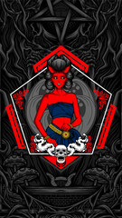 gracefulness evil lady illustration for you printing project