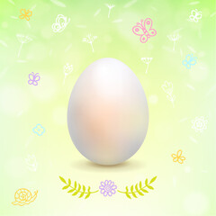 Easter Egg on Spring Floral Background