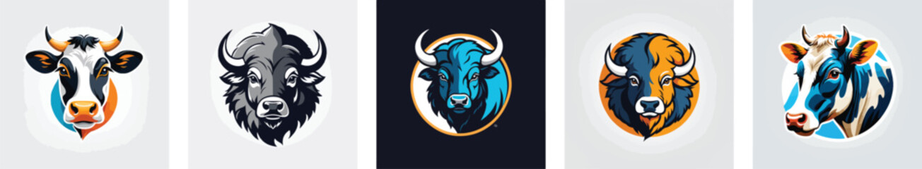 Fototapeta premium cow logo vector icons