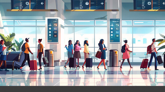 person walking with a trolley bag going for vacation, Travel, traveler in airport with a large suitcase, travel agency, luggage at the airport ,airplane flying over the clouds, passports, holiday