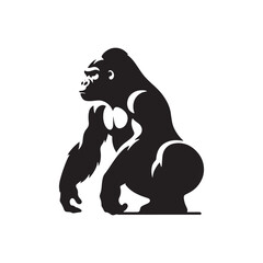 Obraz premium King of the Jungle: Vector Gorilla Silhouette - Portraying the Majesty and Strength of the Mighty Gorilla in Bold Form. Gorilla Vector, gorilla Illustration.