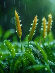 Fototapeta premium Close Up of Plant With Water Droplets