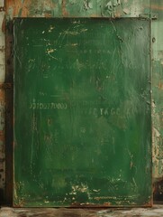 Old Green Box in Front of Rusted Wall