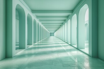 A Long Hallway With White Walls and Arches